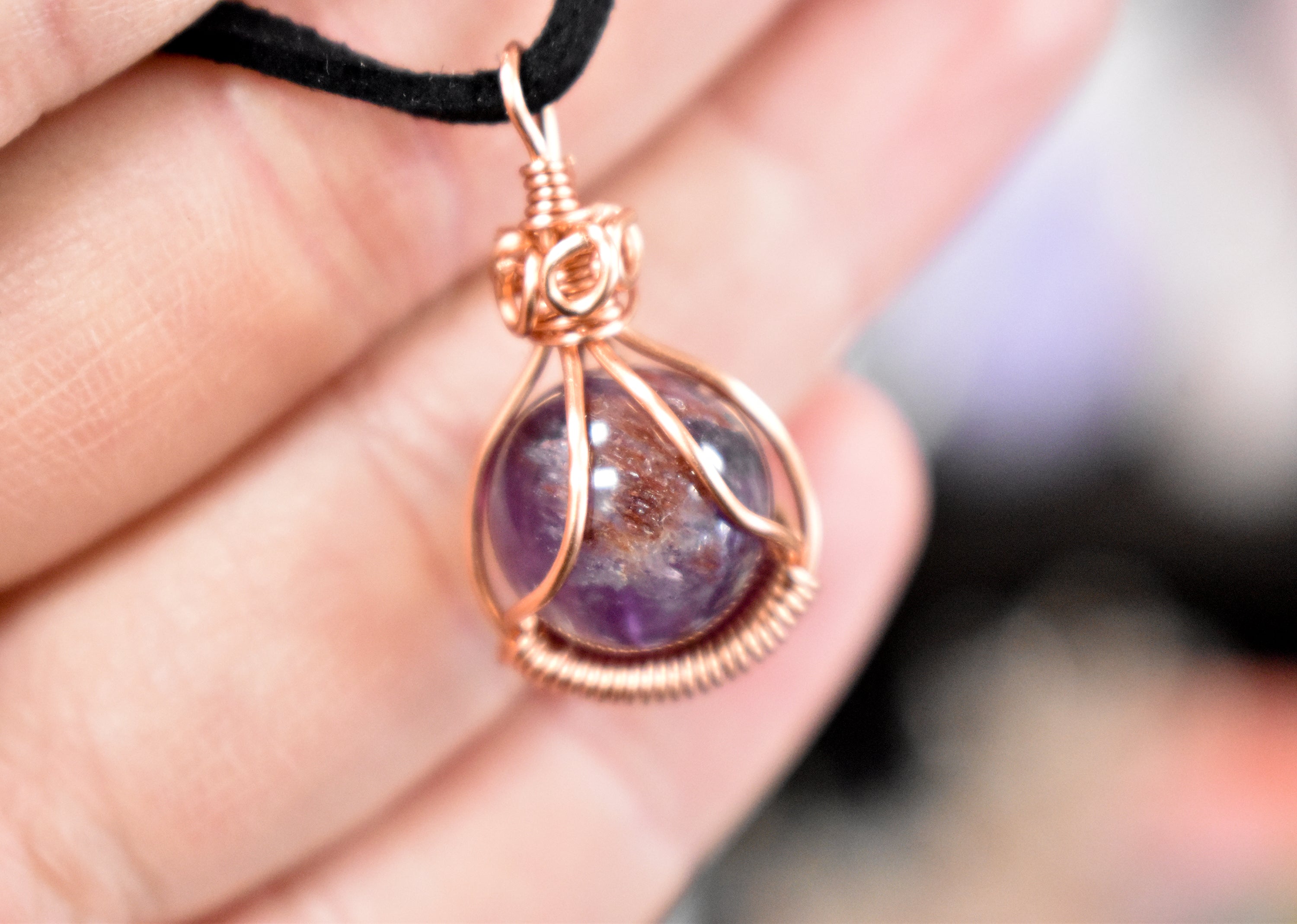 Copper wrapped deals crystal necklace