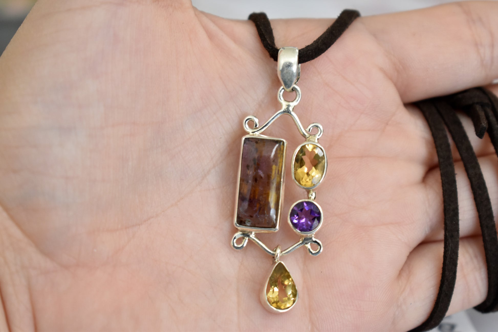 stones-of-transformation - Citrine, Amethyst and Super 7 (Melody's Stone) Necklace - Stones of Transformation - 